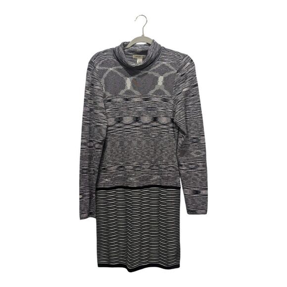 Vintage Arden B Cowl Neck Long Sleeve Abstract Striped Sweater Dress, XL - Picture 1 of 6